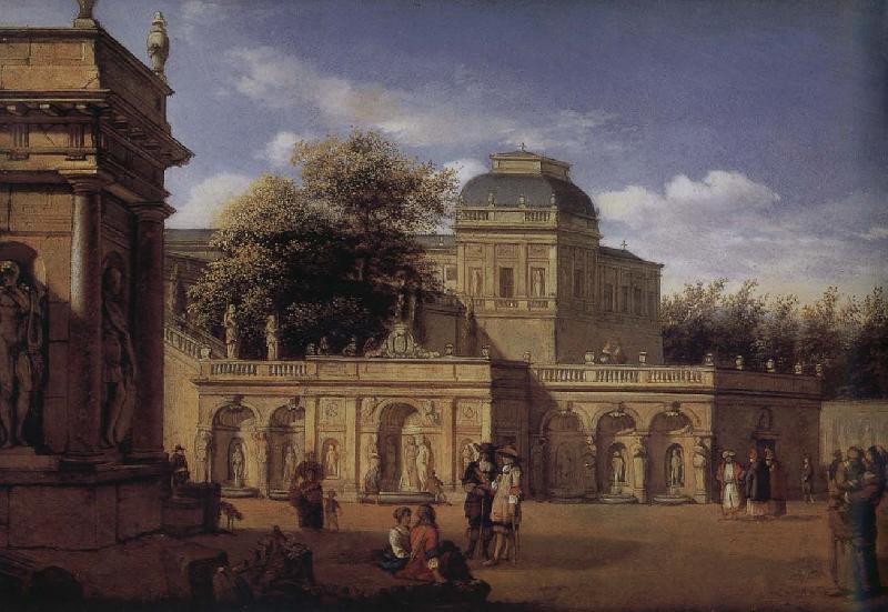 Jan van der Heyden Baroque palace courtyard France oil painting art